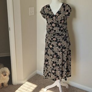 Black, cream and red print dress by Scarlett, size 10
